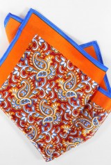 Batista cu fond portocaliu print floral cu margine albastra